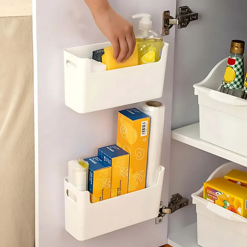 Transparent Non Perforated Adhesive Film Kitchen Cabinet Wall Organizer