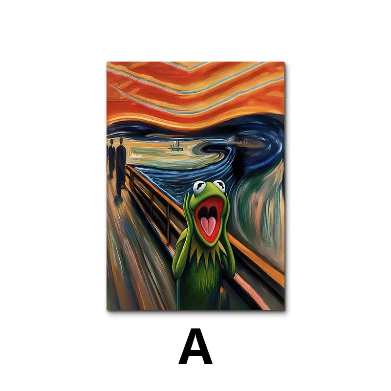 Modern Abstract Screaming Frog Canvas Wall Art Home Decor