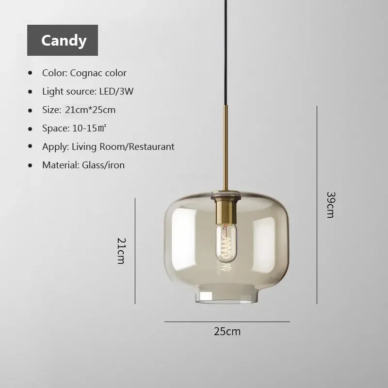 LED Glass Chandelier Light Fixture