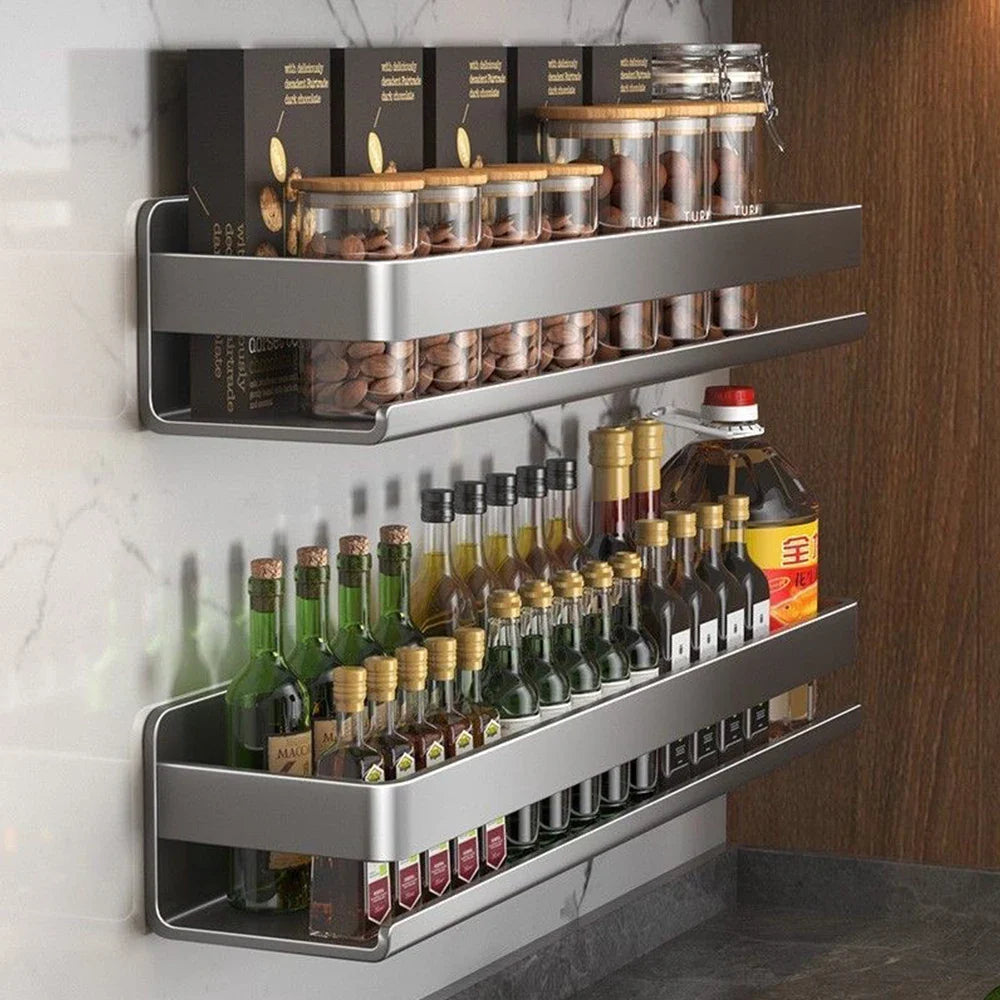 Wall Mounted Bathroom Shelf Kitchen Spice Rack Organizer Storage