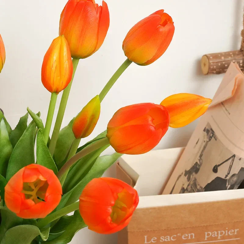 Silicone Real Touch Tulip Bouquet Artificial Flower Home Decoration