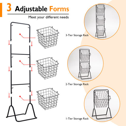 Costway 3-Tier Fruit Basket Stand with Adjustable Heights