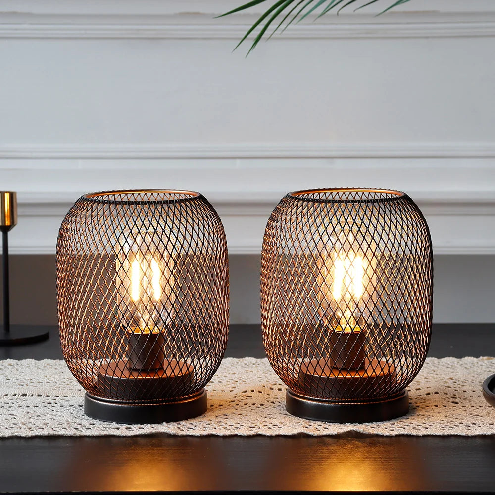 Set of 2 Tall Battery Powered Outdoor Table Lamp