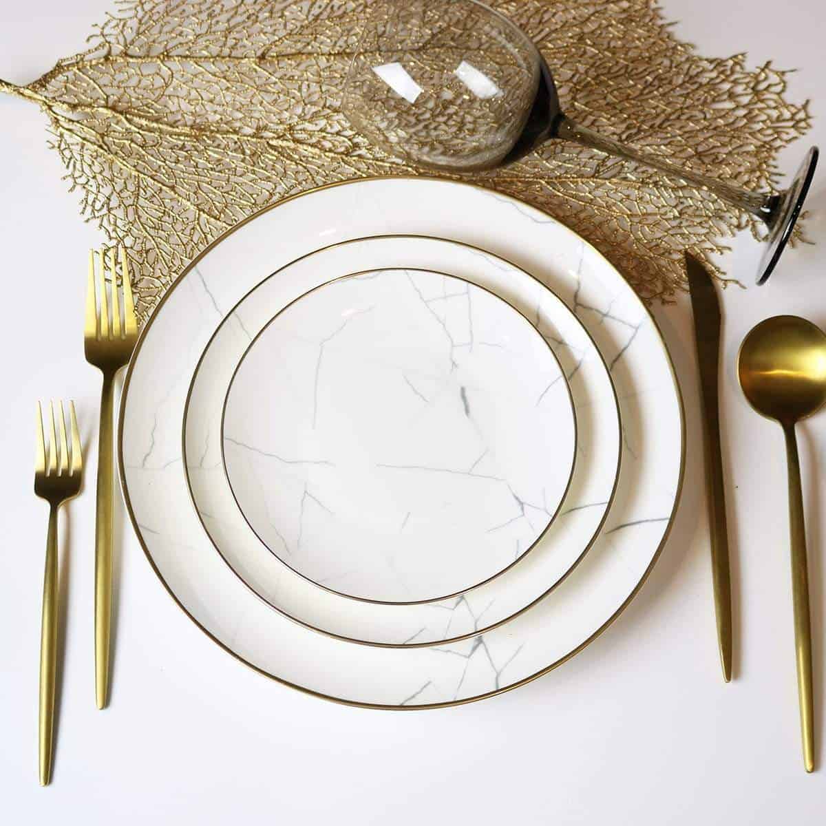 Carrara Marble Dinnerware Set - 16 Piece Set