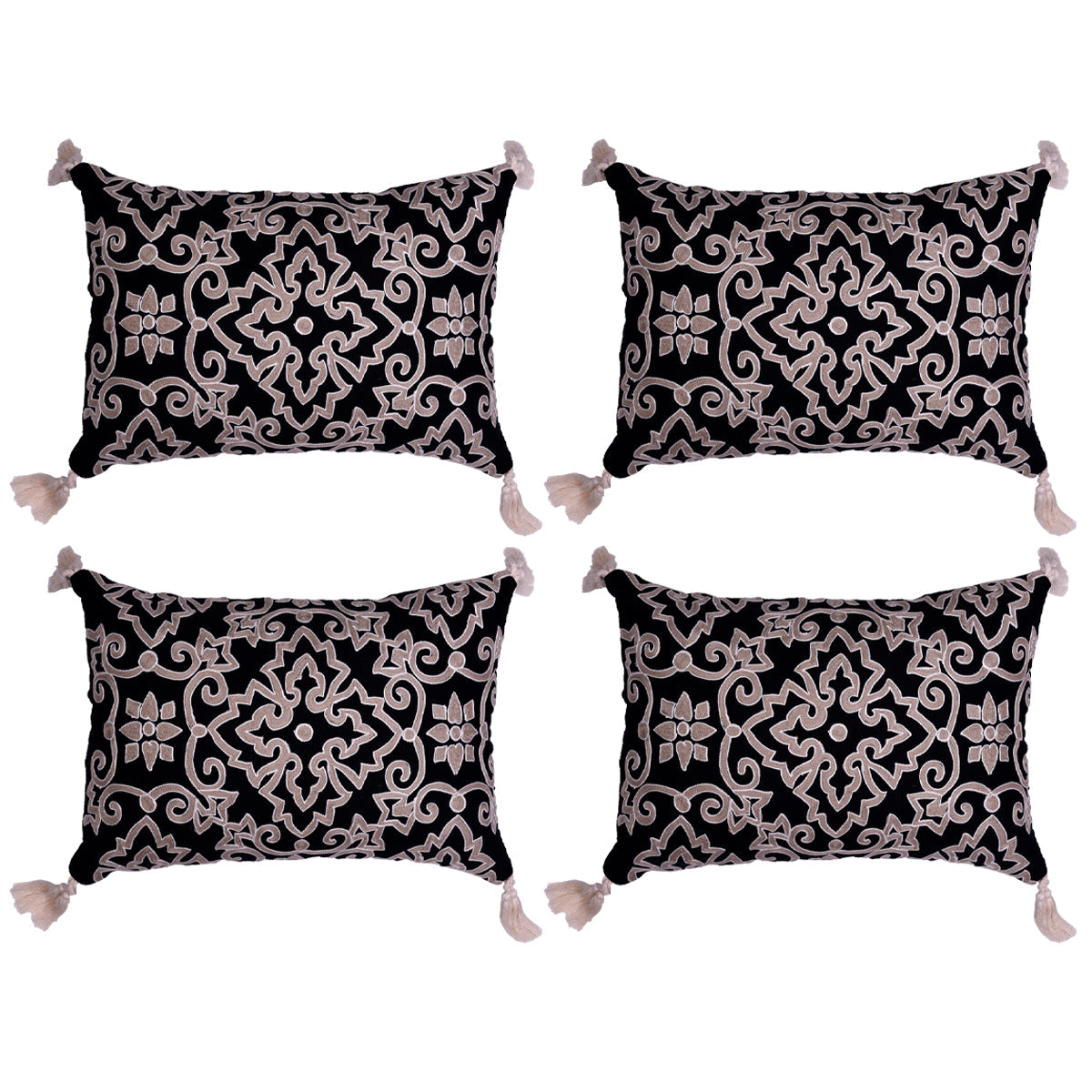 Black and Beige Throw Pillow Covers - Set of 2 and 4, 18 x 18 inches