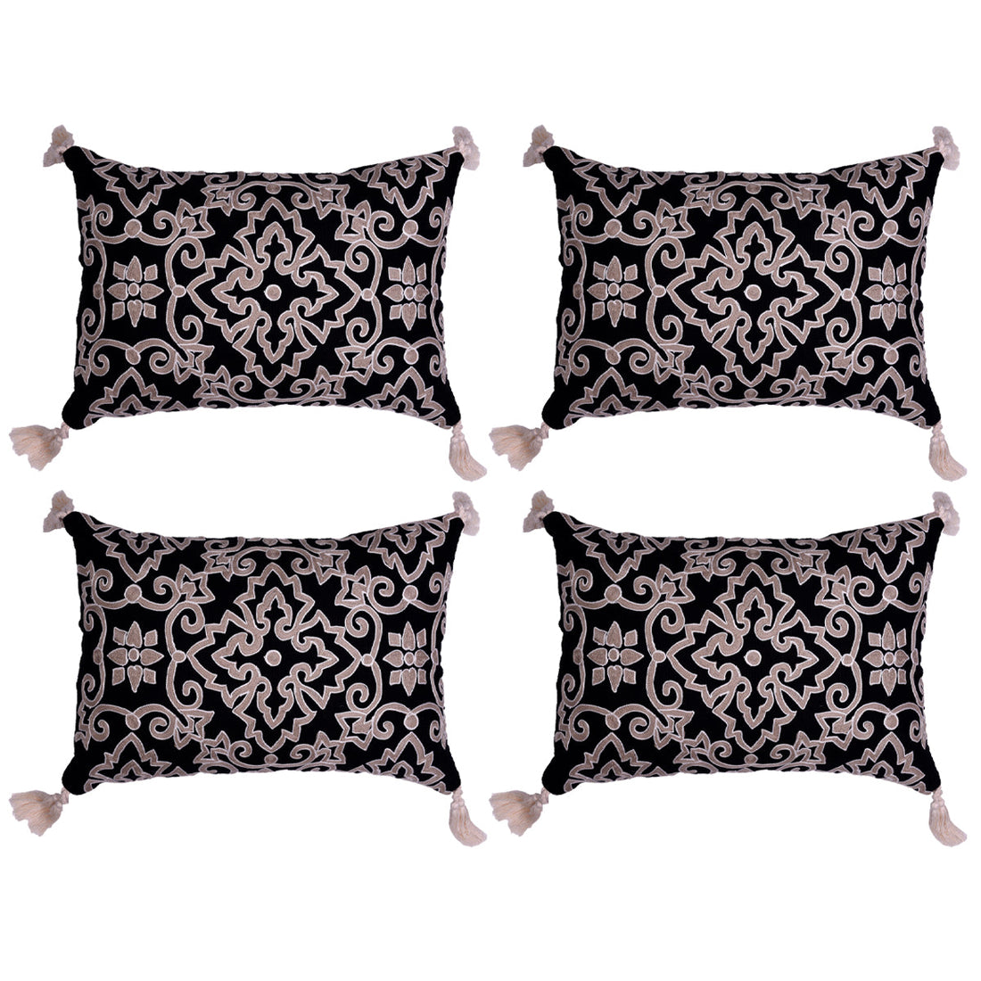 Black and Beige Throw Pillow Covers - Set of 2 and 4, 18 x 18 inches