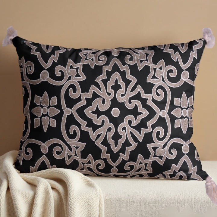 Black and Beige Throw Pillow Covers - Set of 2 and 4, 18 x 18 inches