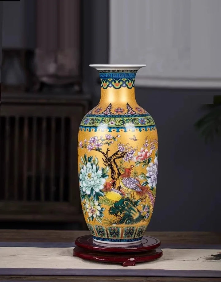 DecorBites™ Chinese Style Enamel Colored Vase Decoration