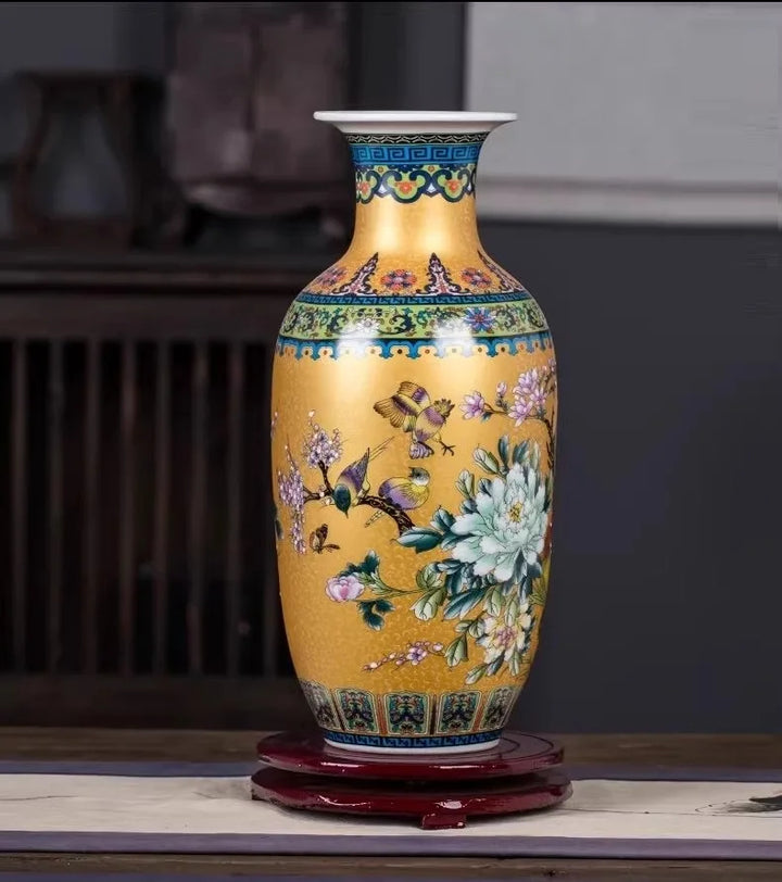 DecorBites™ Chinese Style Enamel Colored Vase Decoration