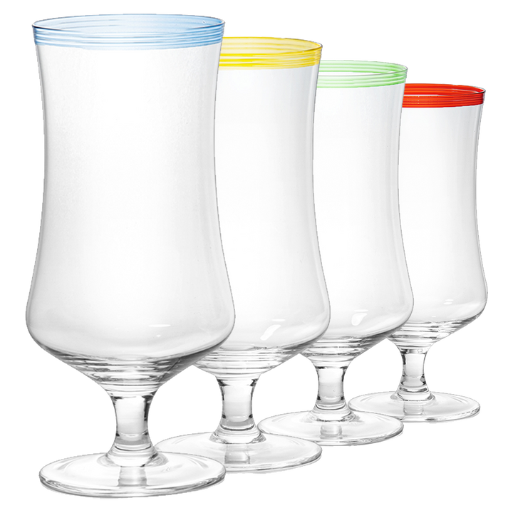 Hurricane Glasses, Large 17oz Pina Colada, Set of 4 Tropical Cocktail Tall Stemmed Crystal Glassware, Poco Grande Cups, Tulip Shaped for Bar Drinks, Daiquiri, Juice, Bloody Mary, Mai Tai, Cocktails by The Wine Savant