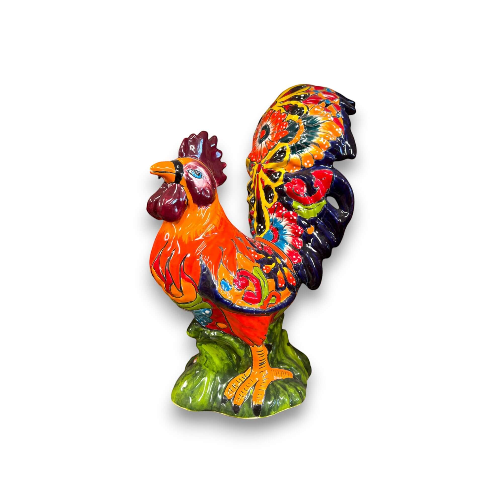 Talavera Rooster Statue | Large Hand-Painted Ceramic Decor
