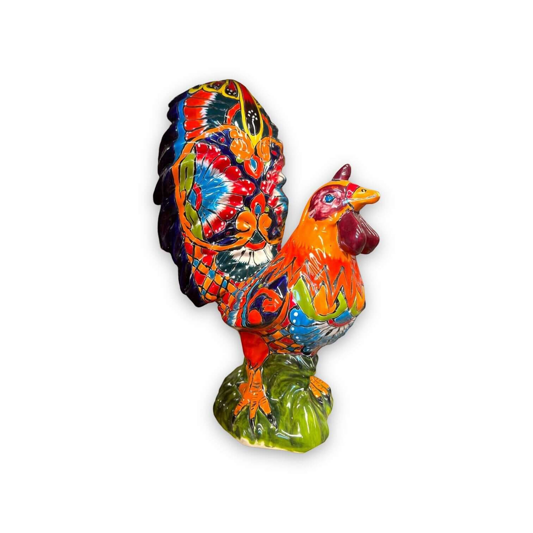 Talavera Rooster Statue | Large Hand-Painted Ceramic Decor