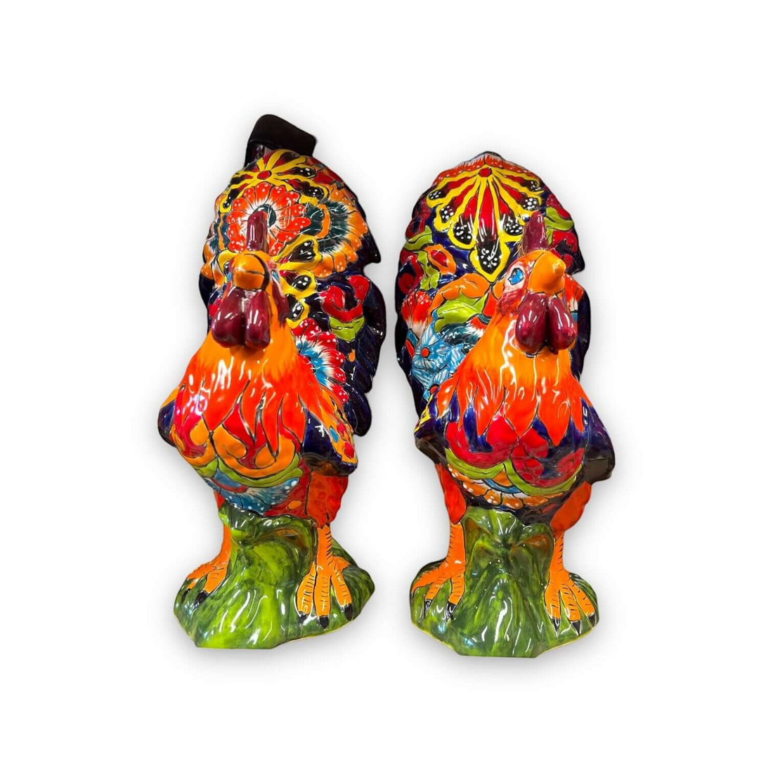 Talavera Rooster Statue | Large Hand-Painted Ceramic Decor