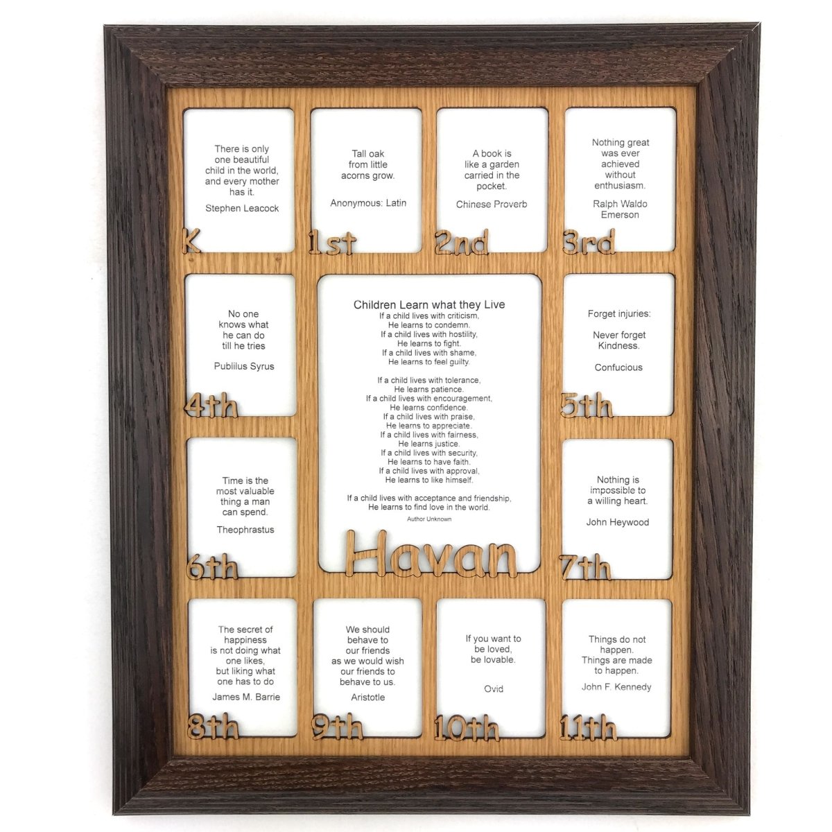 K-12th Grade School Years Picture Frame - Rectangular Openings - Holds 5x6.5 & 2.5x3 Photos  11"x14"