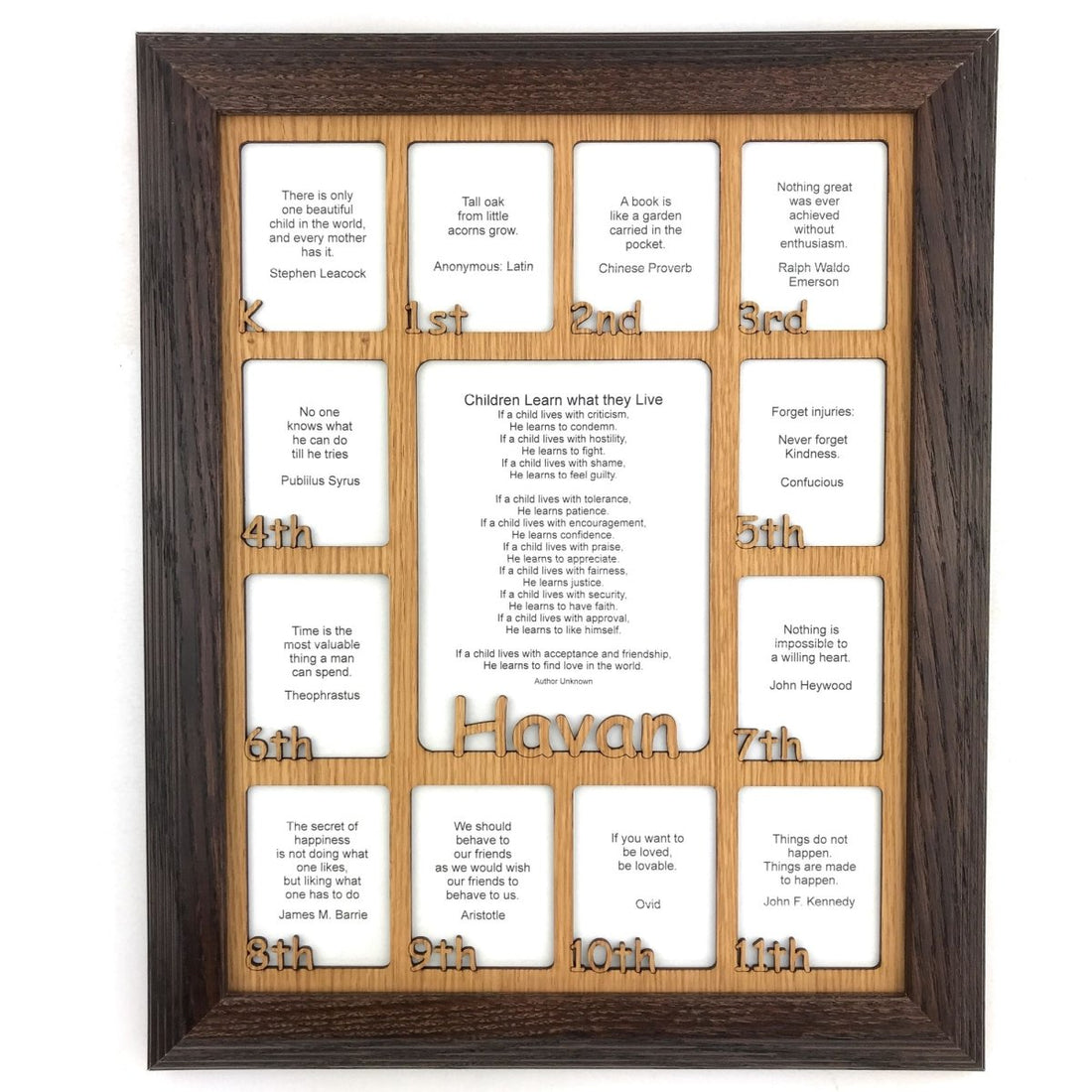 K-12th Grade School Years Picture Frame - Rectangular Openings - Holds 5x6.5 & 2.5x3 Photos  11"x14"