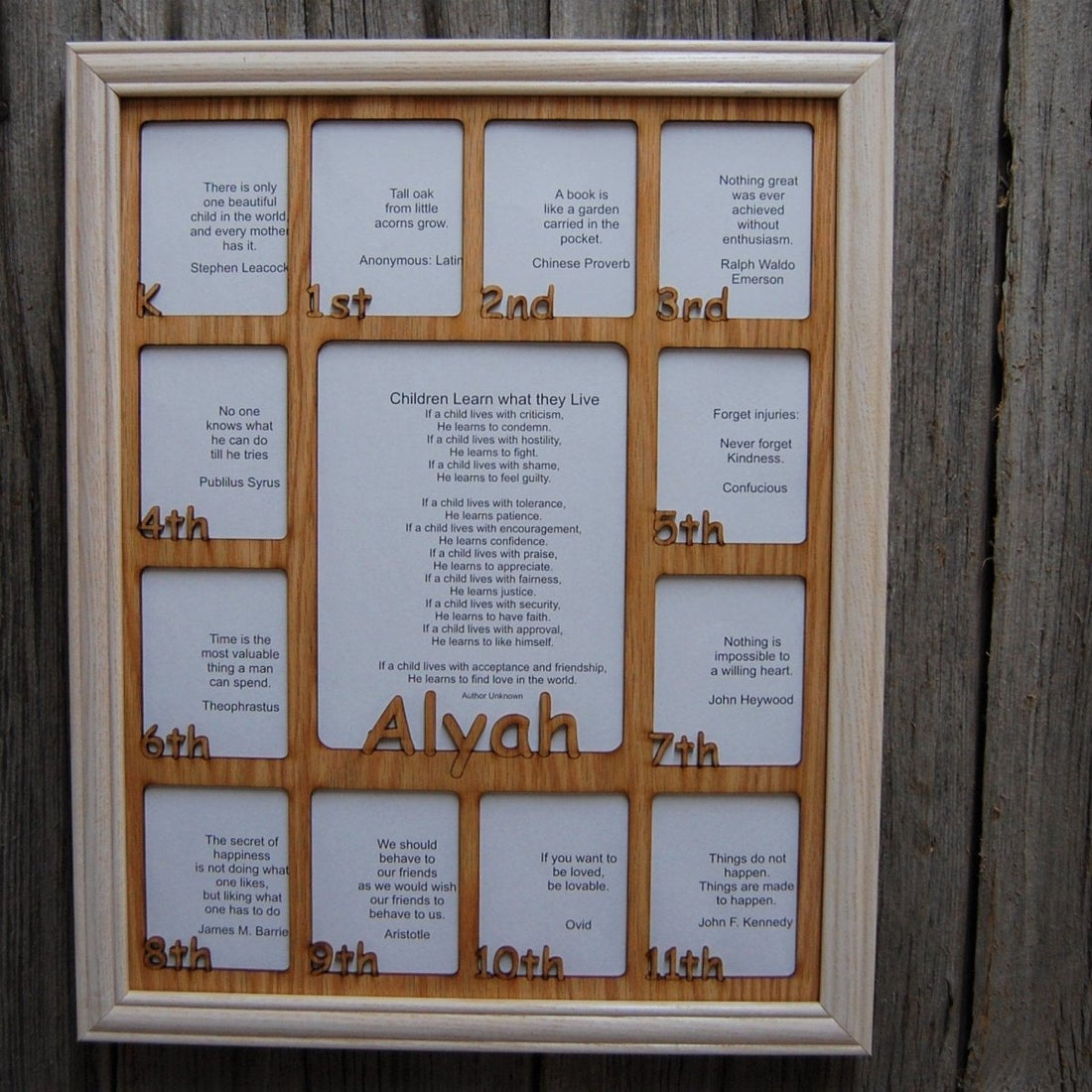 K-12th Grade School Years Picture Frame - Rectangular Openings - Holds 5x6.5 & 2.5x3 Photos  11"x14"
