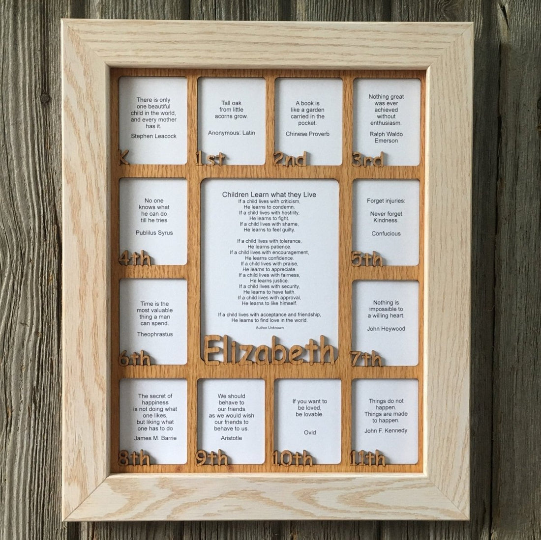 K-12th Grade School Years Picture Frame - Rectangular Openings - Holds 5x6.5 & 2.5x3 Photos  11"x14"