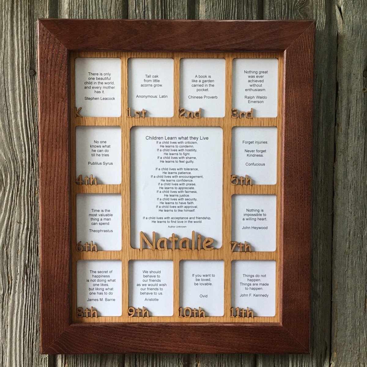 K-12th Grade School Years Picture Frame - Rectangular Openings - Holds 5x6.5 & 2.5x3 Photos  11"x14"