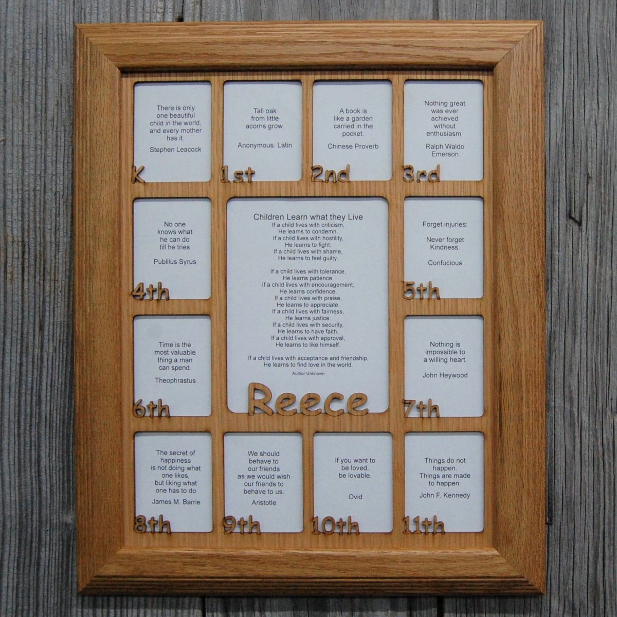 K-12th Grade School Years Picture Frame - Rectangular Openings - Holds 5x6.5 & 2.5x3 Photos  11"x14"