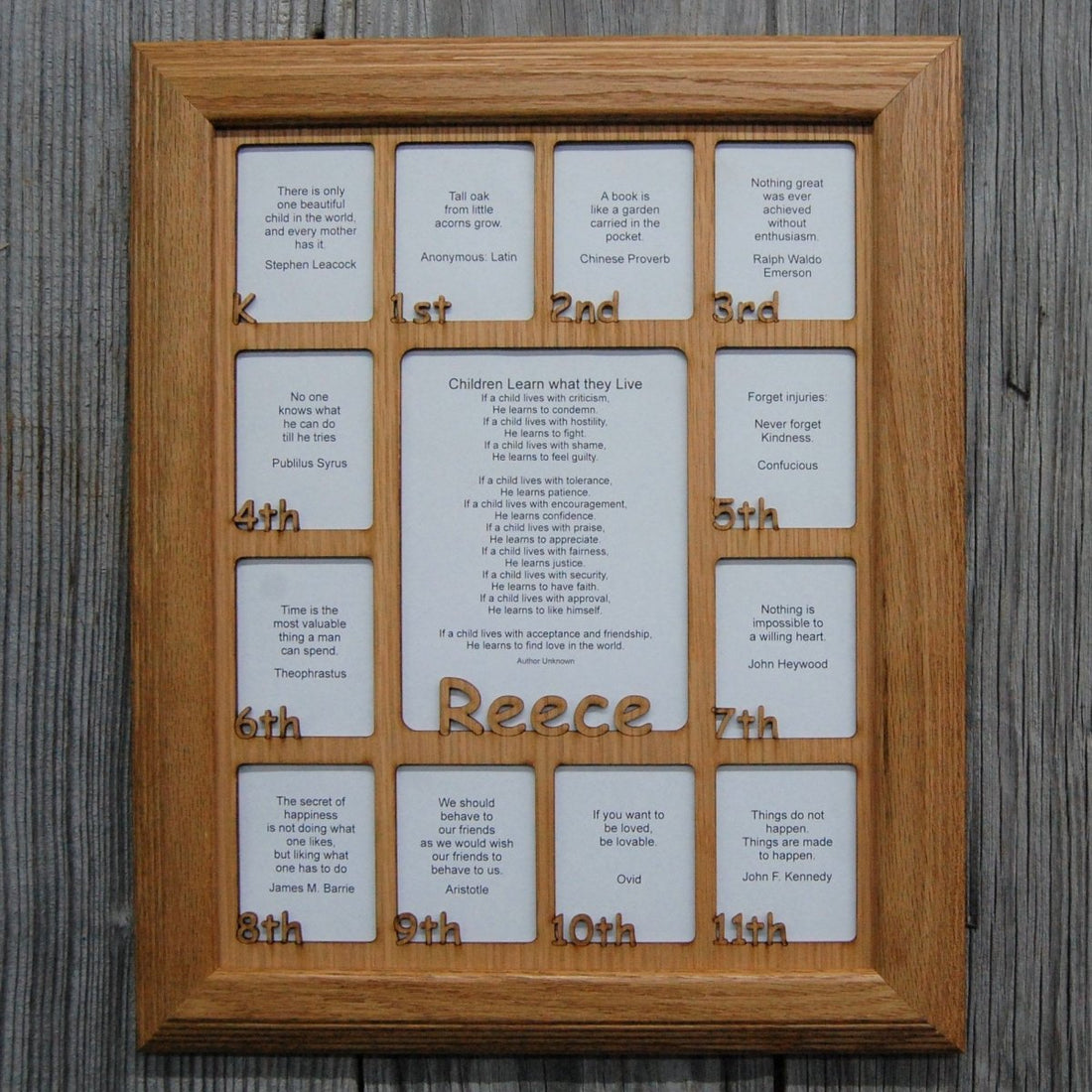 K-12th Grade School Years Picture Frame - Rectangular Openings - Holds 5x6.5 & 2.5x3 Photos  11"x14"