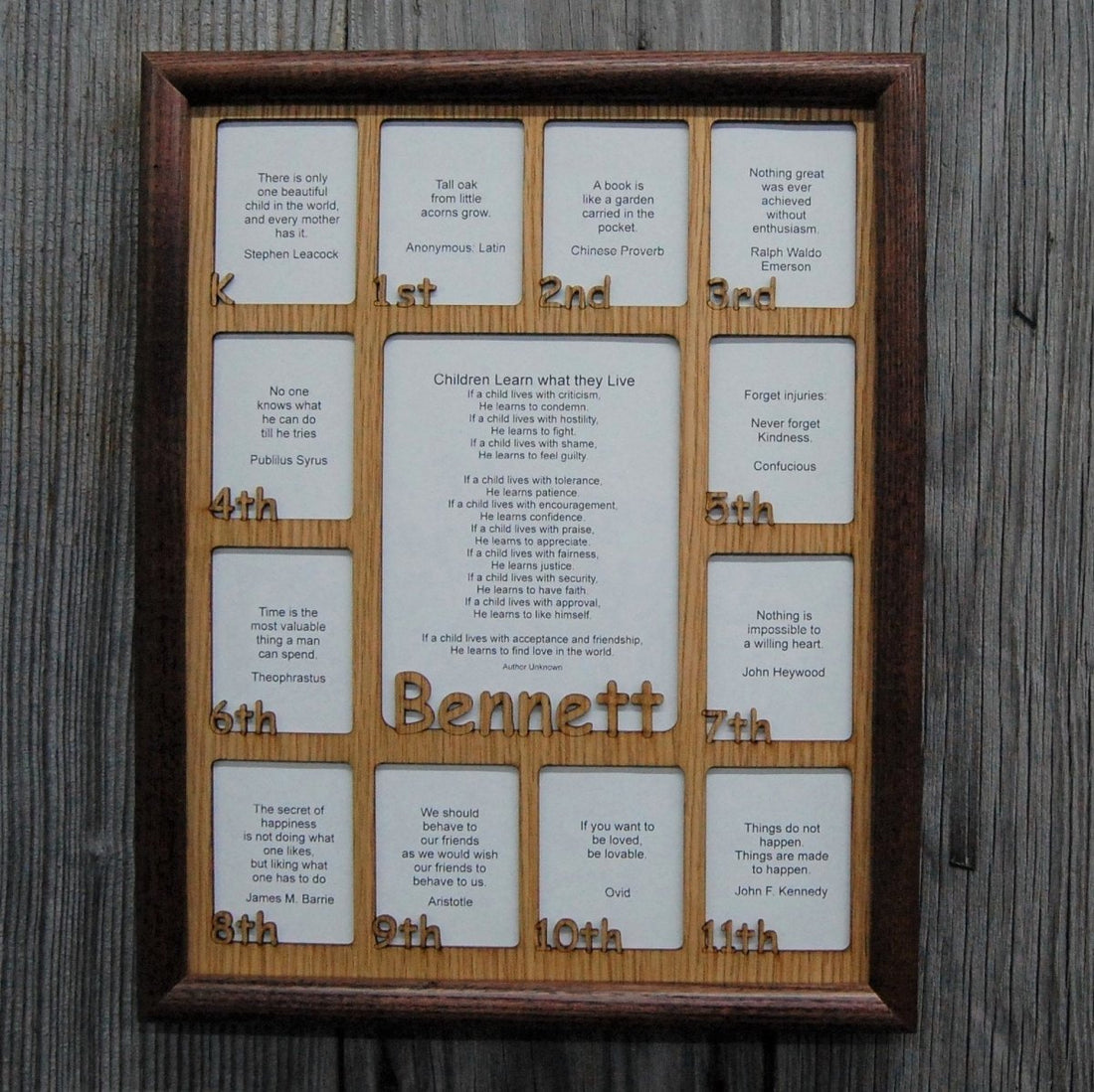 K-12th Grade School Years Picture Frame - Rectangular Openings - Holds 5x6.5 & 2.5x3 Photos  11"x14"