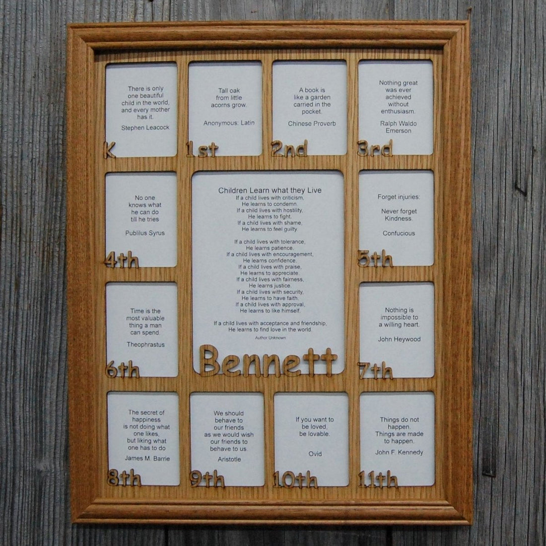 K-12th Grade School Years Picture Frame - Rectangular Openings - Holds 5x6.5 & 2.5x3 Photos  11"x14"