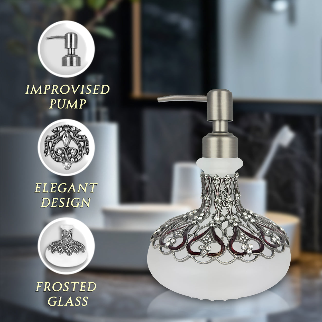 Oriana Grace – Modern Decorative Bathroom Accessory Handmade Soap Dispenser, 9 oz