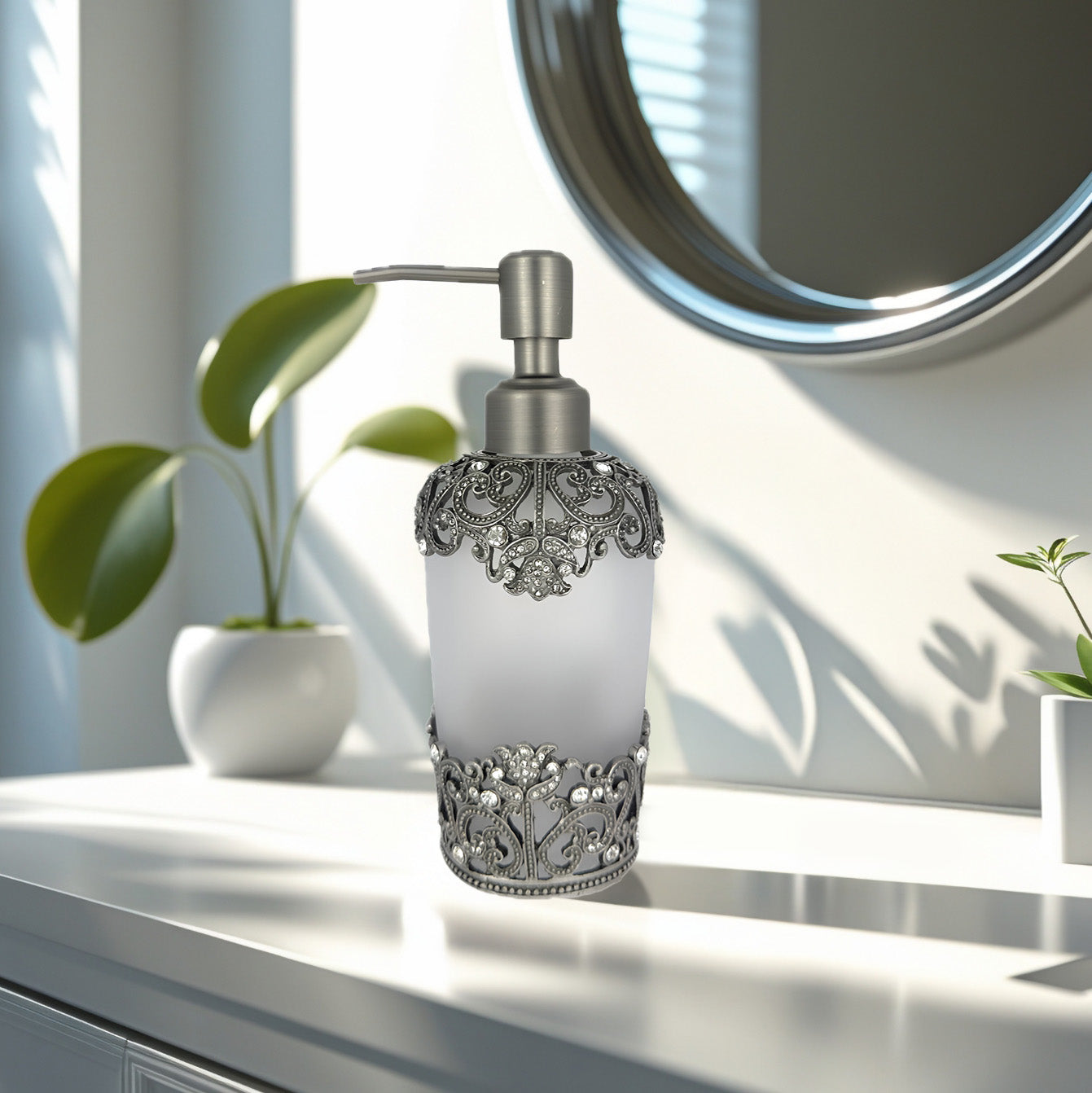 Celestia Glow – Modern Decorative Bathroom Accessory Handmade Soap Dispenser, 9 oz