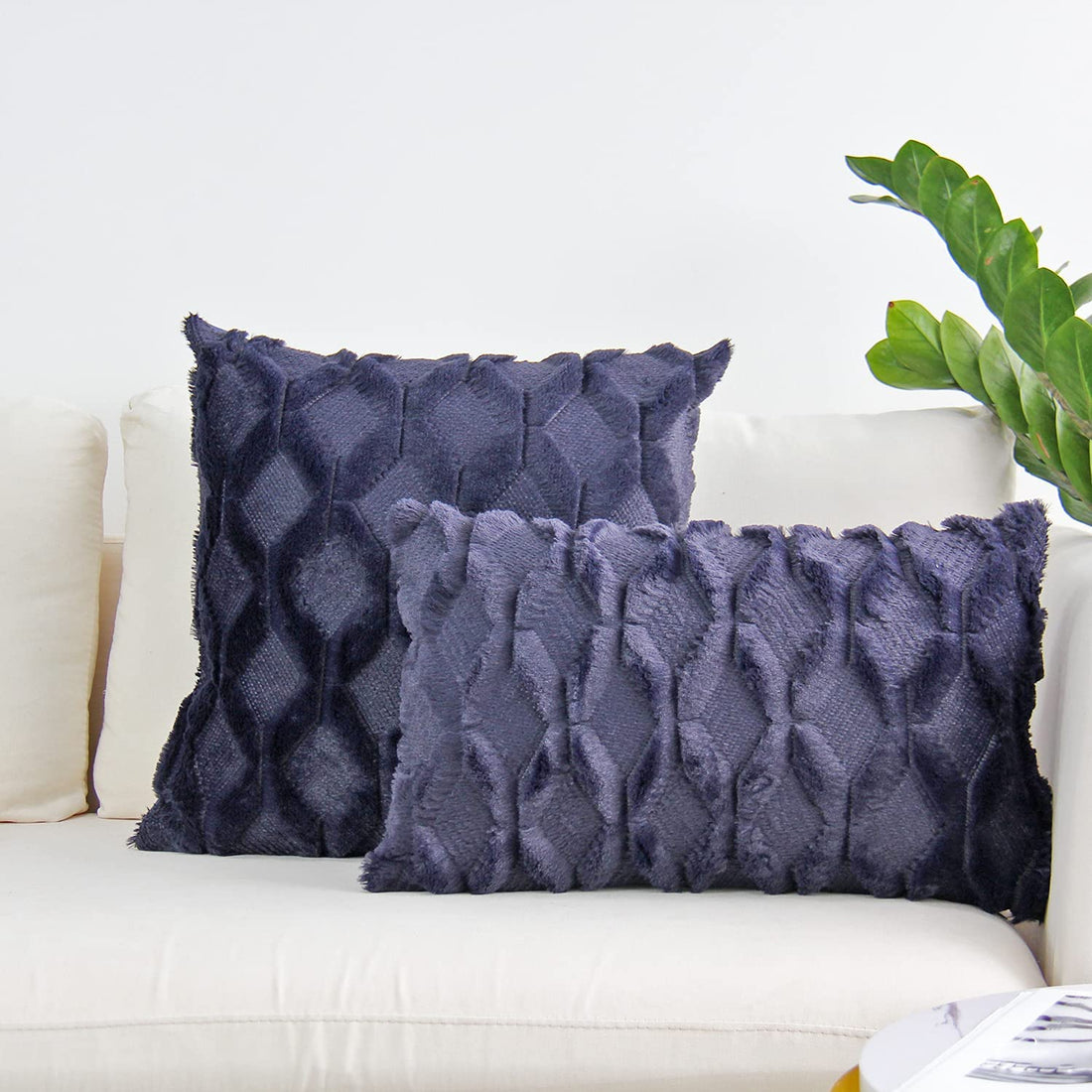 Pack of 2 bundle One 18"x18" with a matching color of one 12"x20" Square and rectangle combo set throw pillow covers with inserts