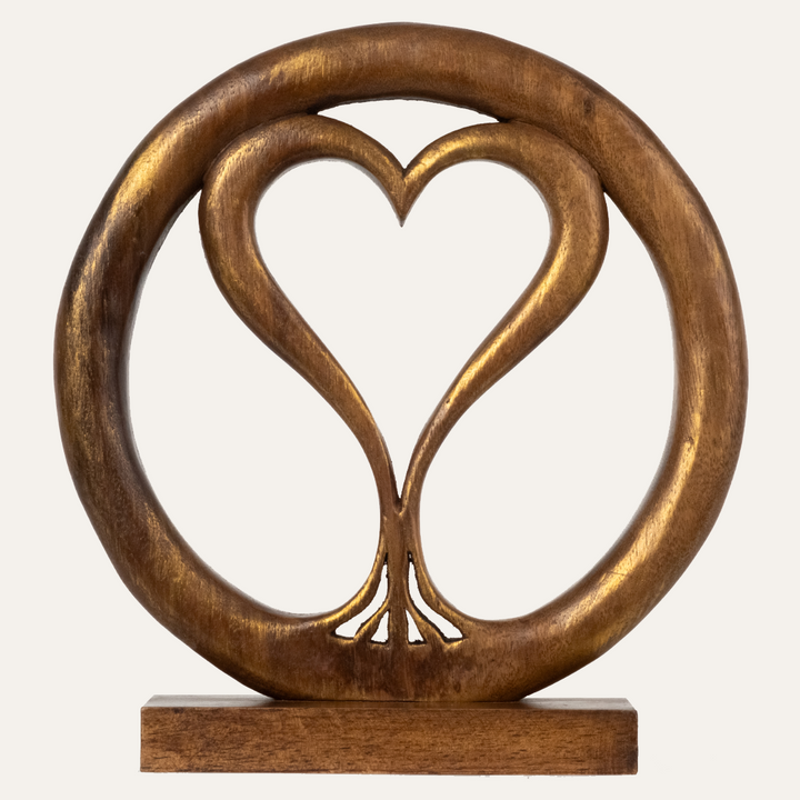 Solid Wood Heart Sculpture - Unique Gift from Daughter, Son, Husband, Mantel Decor - Gift for Mom