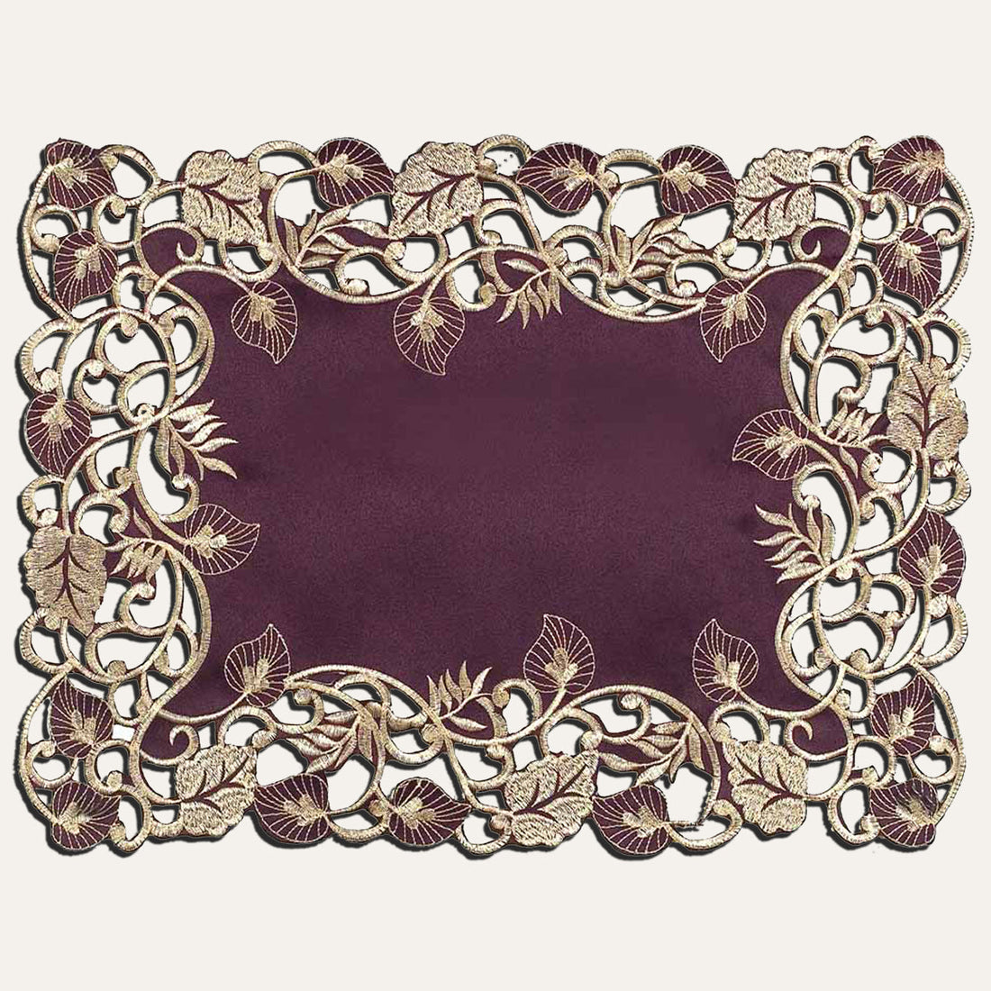 Velvet Plum – Plum Gold Table Placemats, Tarantino Collection Artistic Dining Décor 12*18 inch