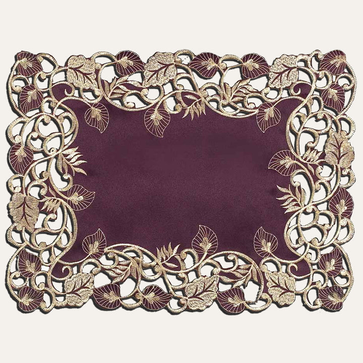 Velvet Plum – Plum Gold Table Placemats, Tarantino Collection Artistic Dining Décor 12*18 inch