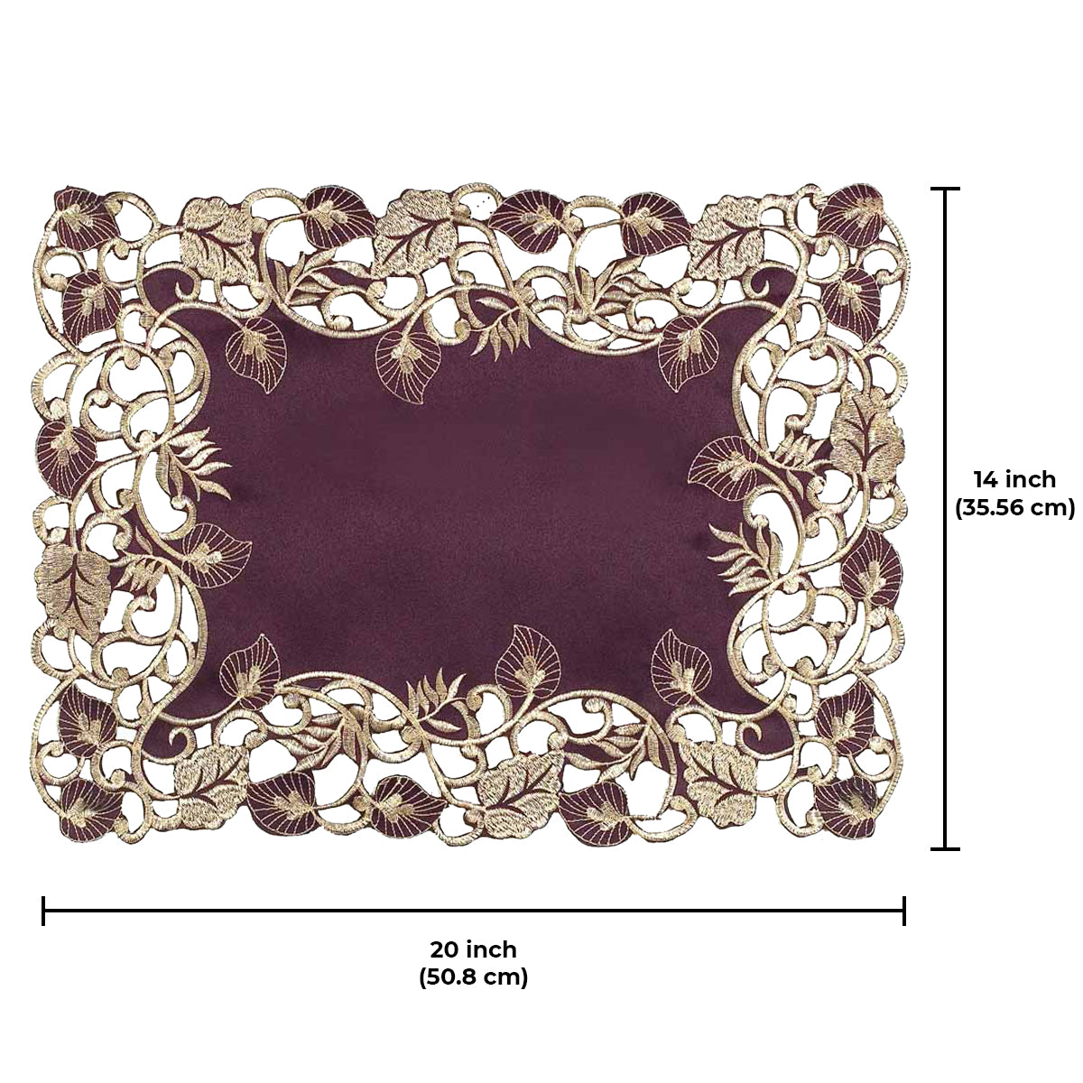 Velvet Plum – Plum Gold Table Placemats, Tarantino Collection Artistic Dining Décor 12*18 inch
