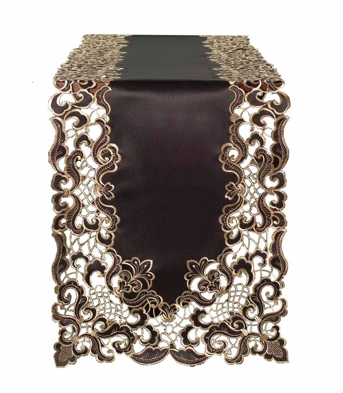 Noir Luxe – Black Gold Table Runner, Granada Collection Modern Decorative Runner 14*108 inch