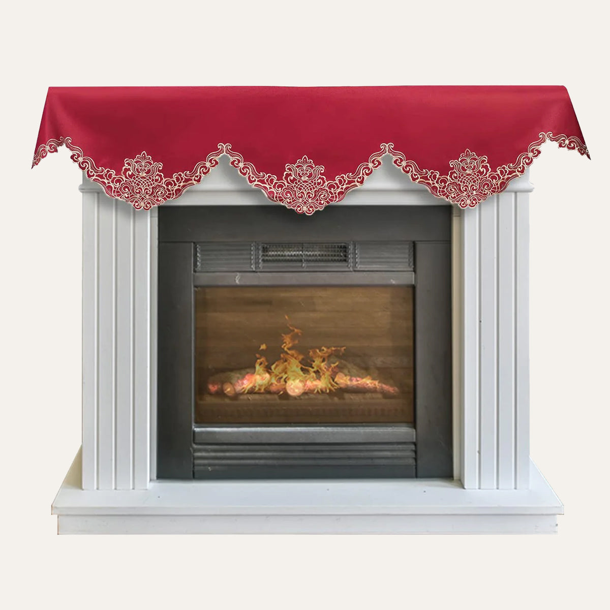 Crimson Glow – Burgundy Gold Mantel Scarf, Granada Collection Elegant Decorative Home Décor 18*90 Inch