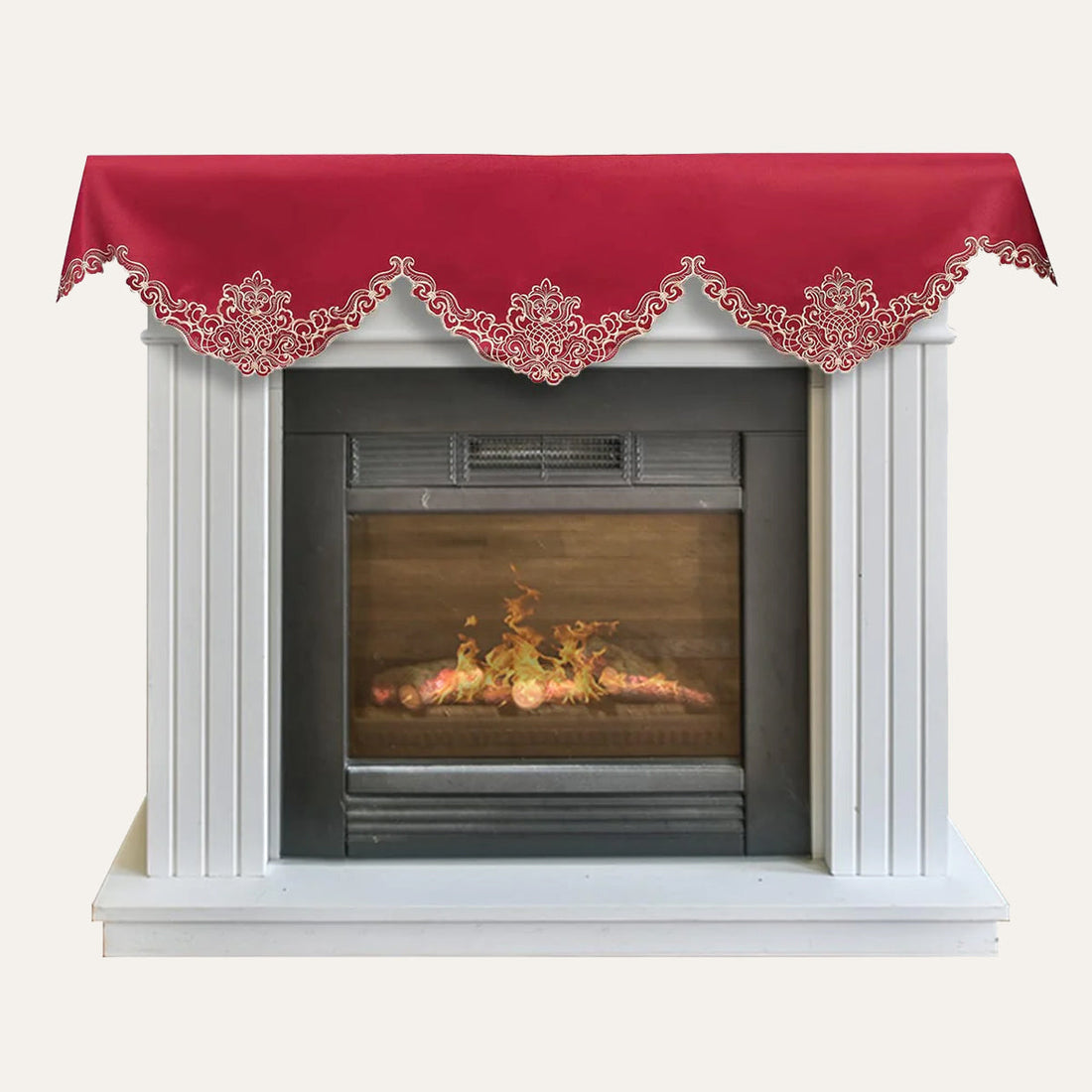Crimson Glow – Burgundy Gold Mantel Scarf, Granada Collection Elegant Decorative Home Décor 18*90 Inch