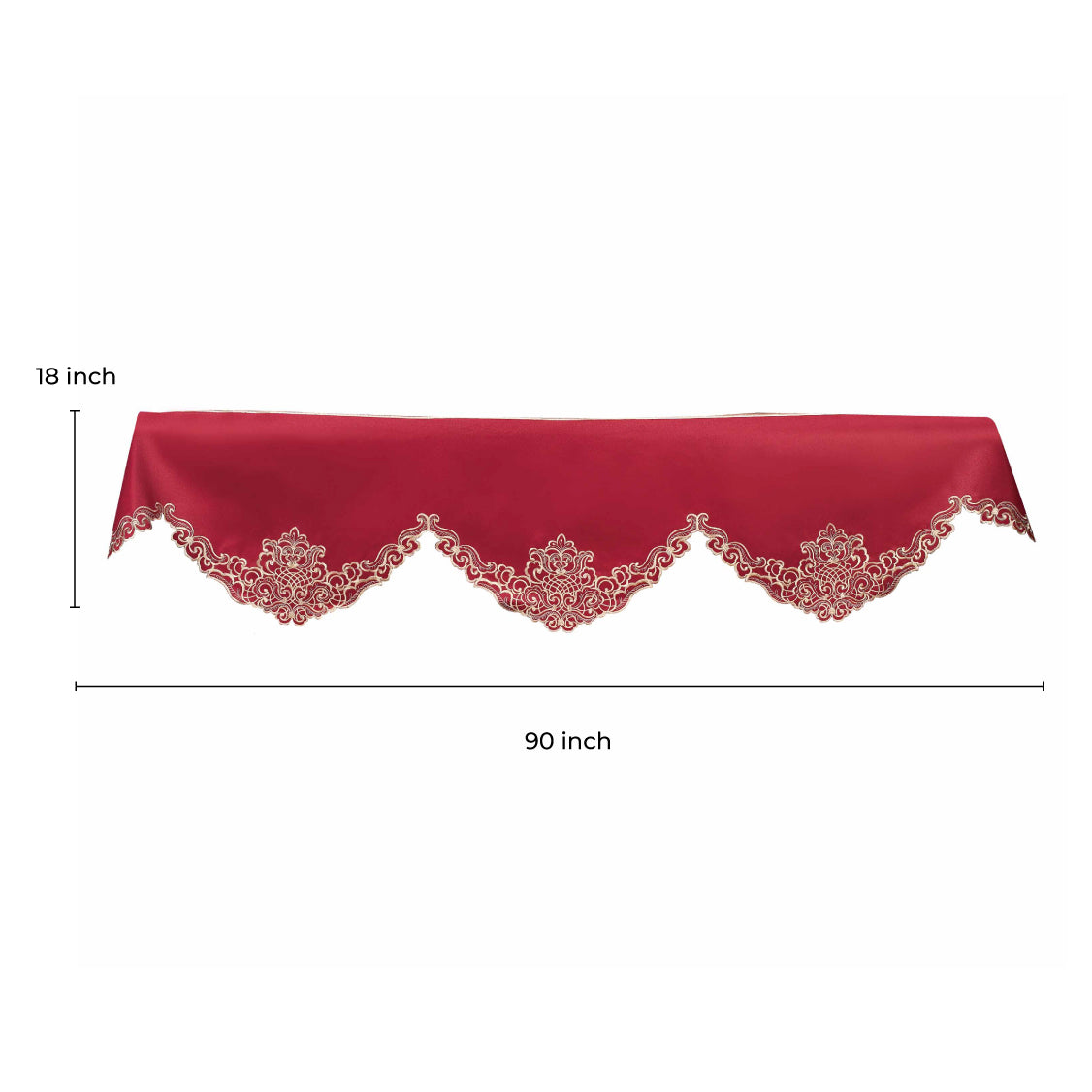 Crimson Glow – Burgundy Gold Mantel Scarf, Granada Collection Elegant Decorative Home Décor 18*90 Inch