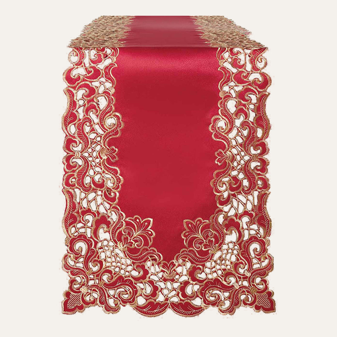 Crimson Glow – Burgundy Gold Table Runner, Granada Collection Elegant Home Accent 14*108 inch