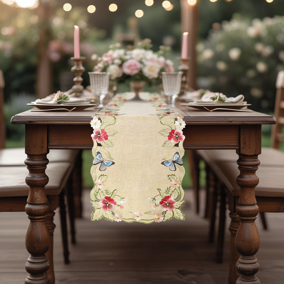 Sandy Dune – Beige Table Runner, Maliana Collection Elegant Dining Table Décor 14*108 inch
