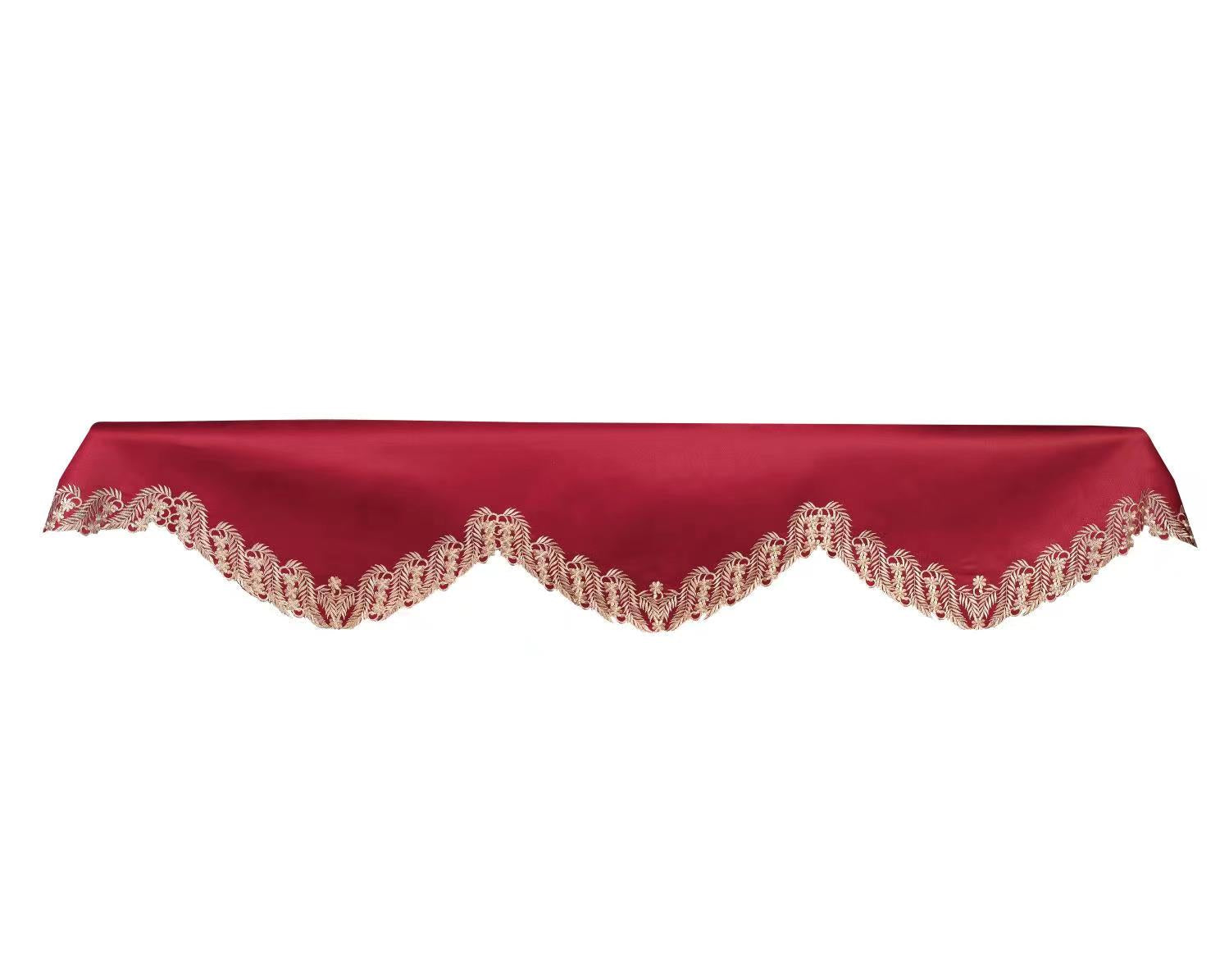 Wine Grace – Burgundy Gold Mantel Scarf, Anyce Collection Modern Decorative Home Décor 18*90 Inch