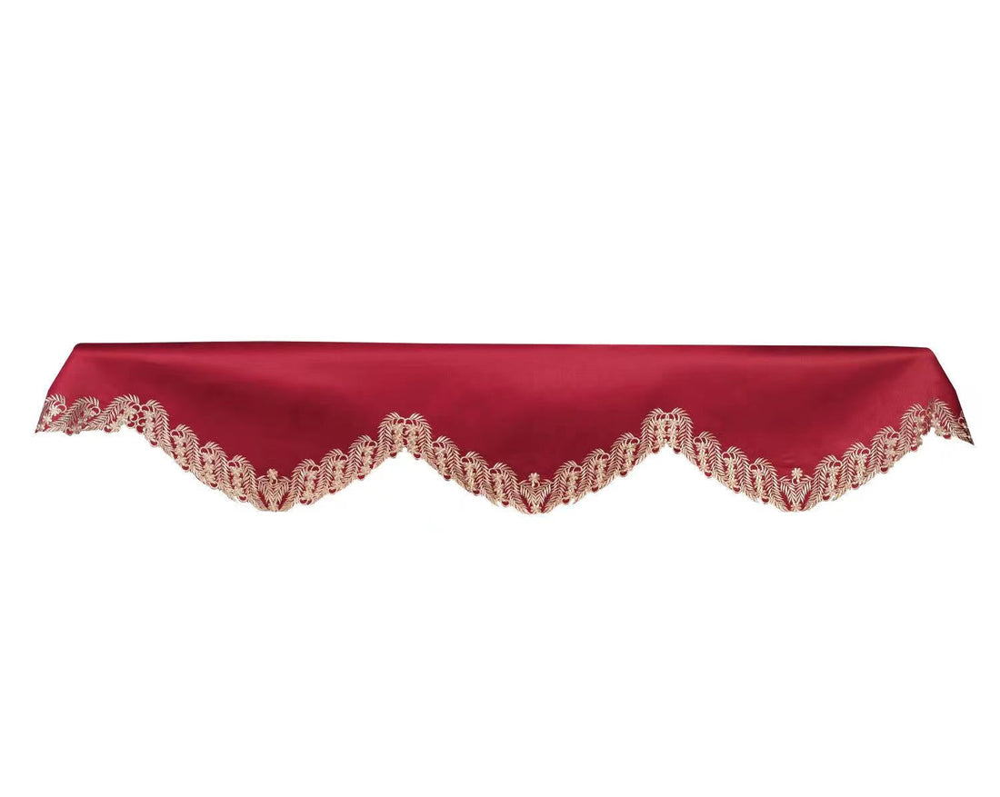Wine Grace – Burgundy Gold Mantel Scarf, Anyce Collection Modern Decorative Home Décor 18*90 Inch