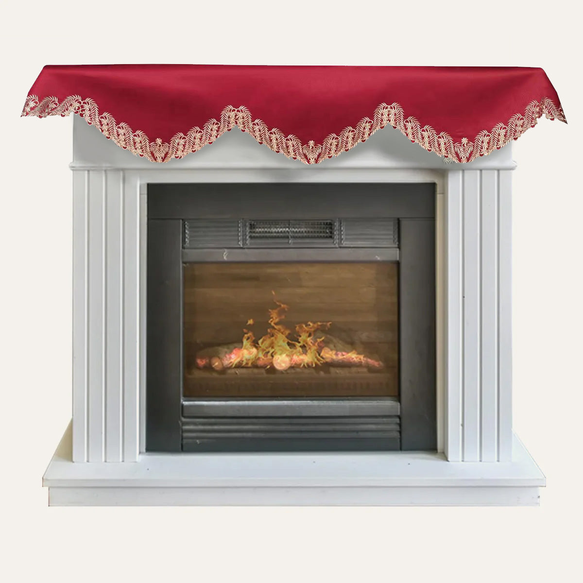 Wine Grace – Burgundy Gold Mantel Scarf, Anyce Collection Modern Decorative Home Décor 18*90 Inch