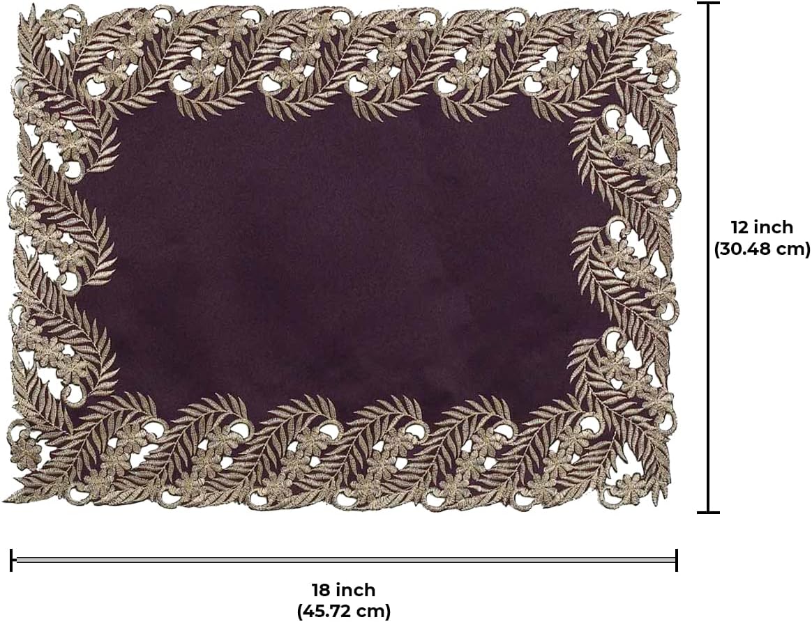 Violet Dream – Plum Gold Table Placemats, Anyce Collection Artistic Dining Décor 12*18 inch