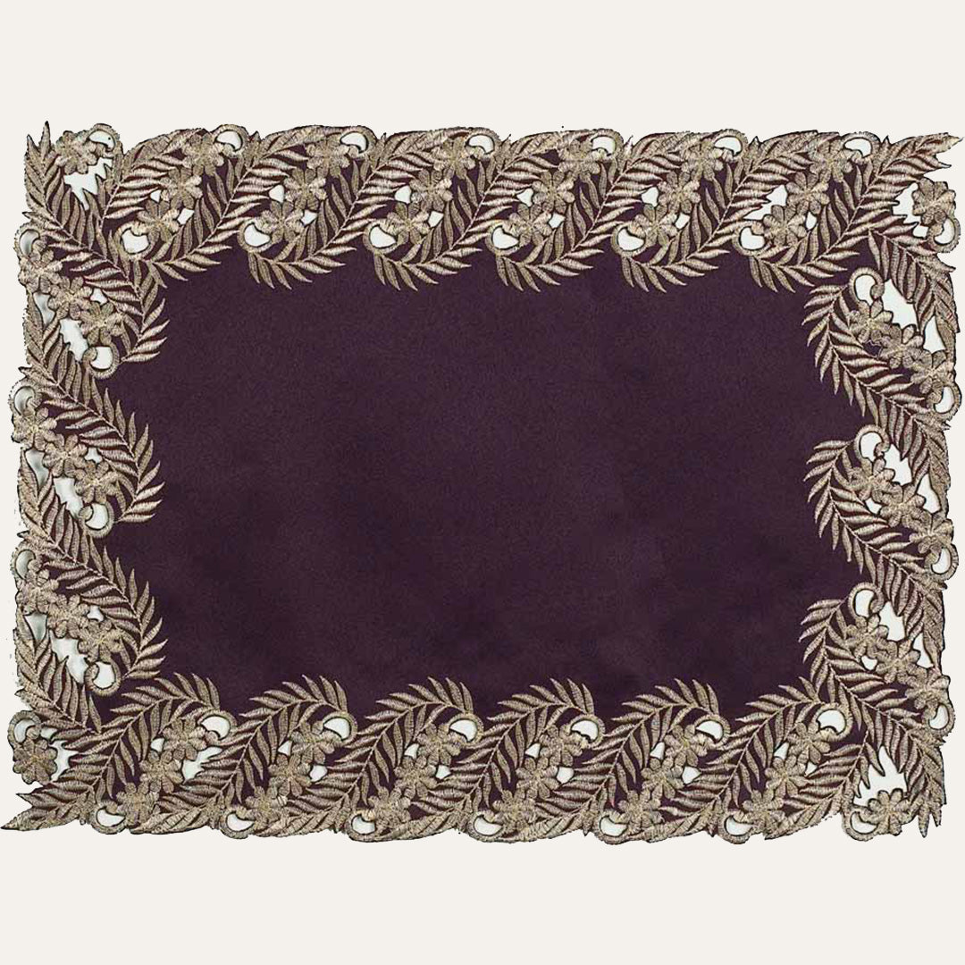 Violet Dream – Plum Gold Table Placemats, Anyce Collection Artistic Dining Décor 12*18 inch