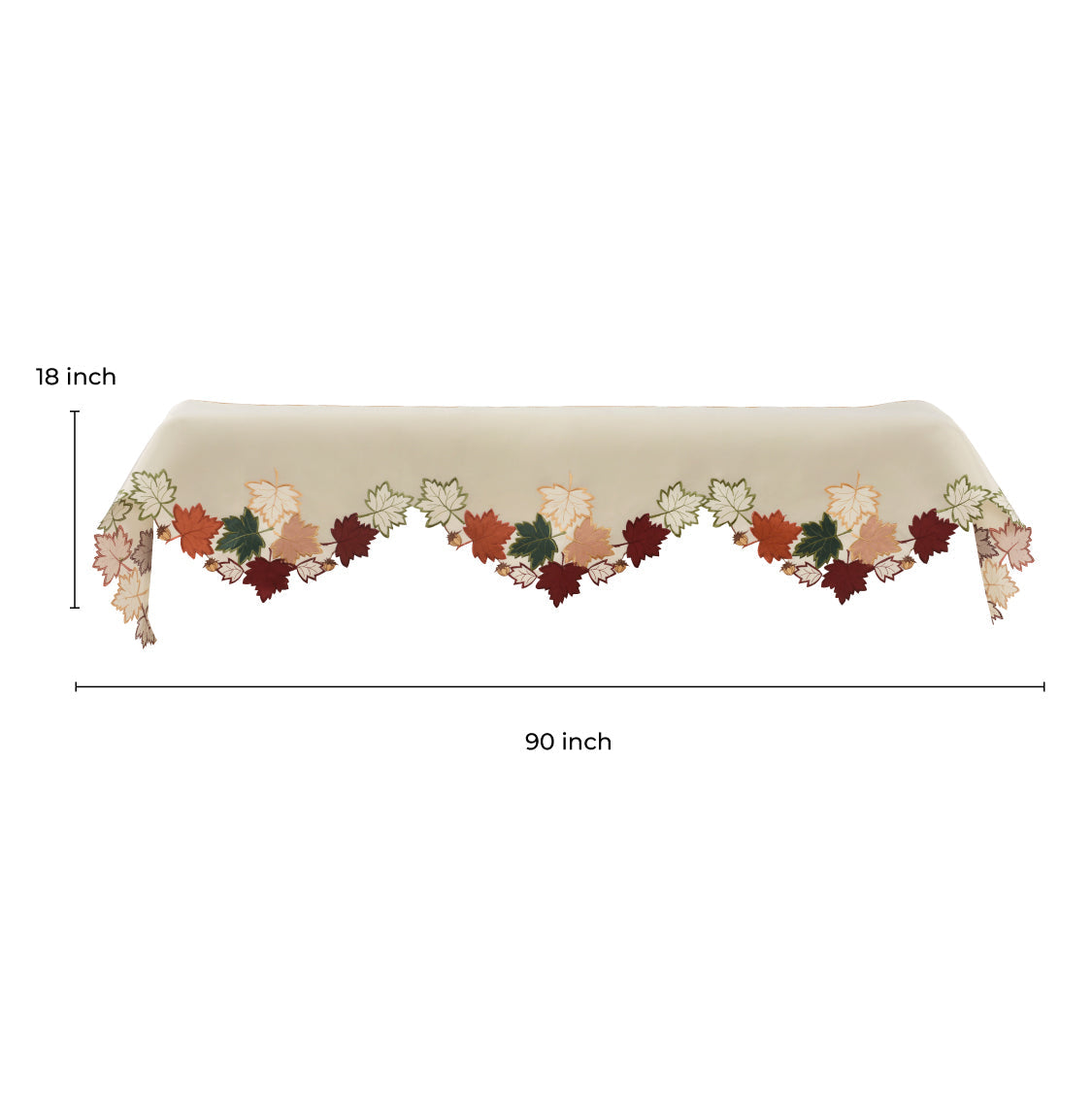 Falling Petals – Cream White Mantel Scarf Cover, The Falling Petals Collection Artistic Embroidered Home Décor 18x90 inch