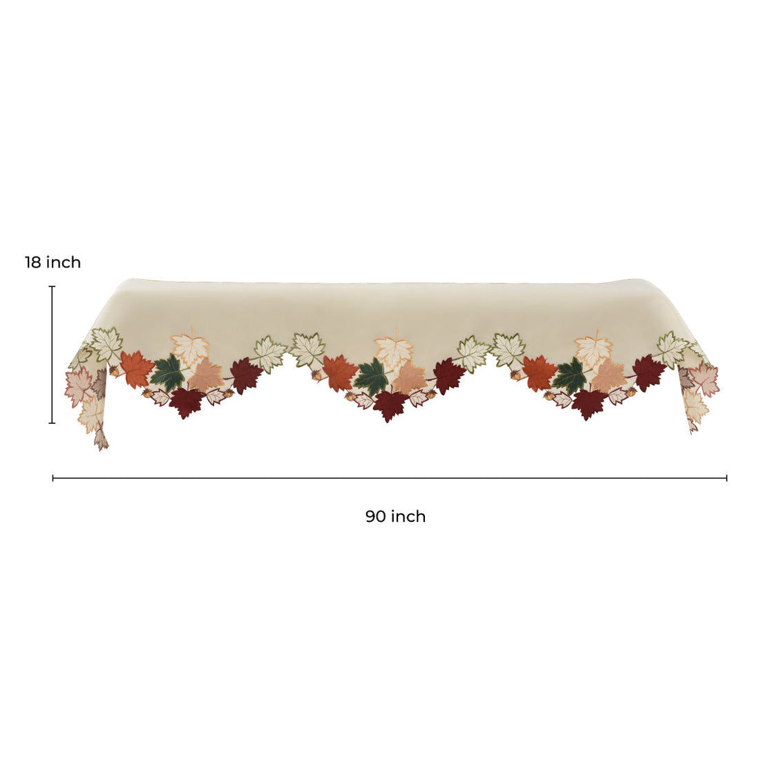 Falling Petals – Cream White Mantel Scarf Cover, The Falling Petals Collection Artistic Embroidered Home Décor 18x90 inch